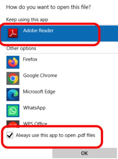always use adobe app to open pdf files